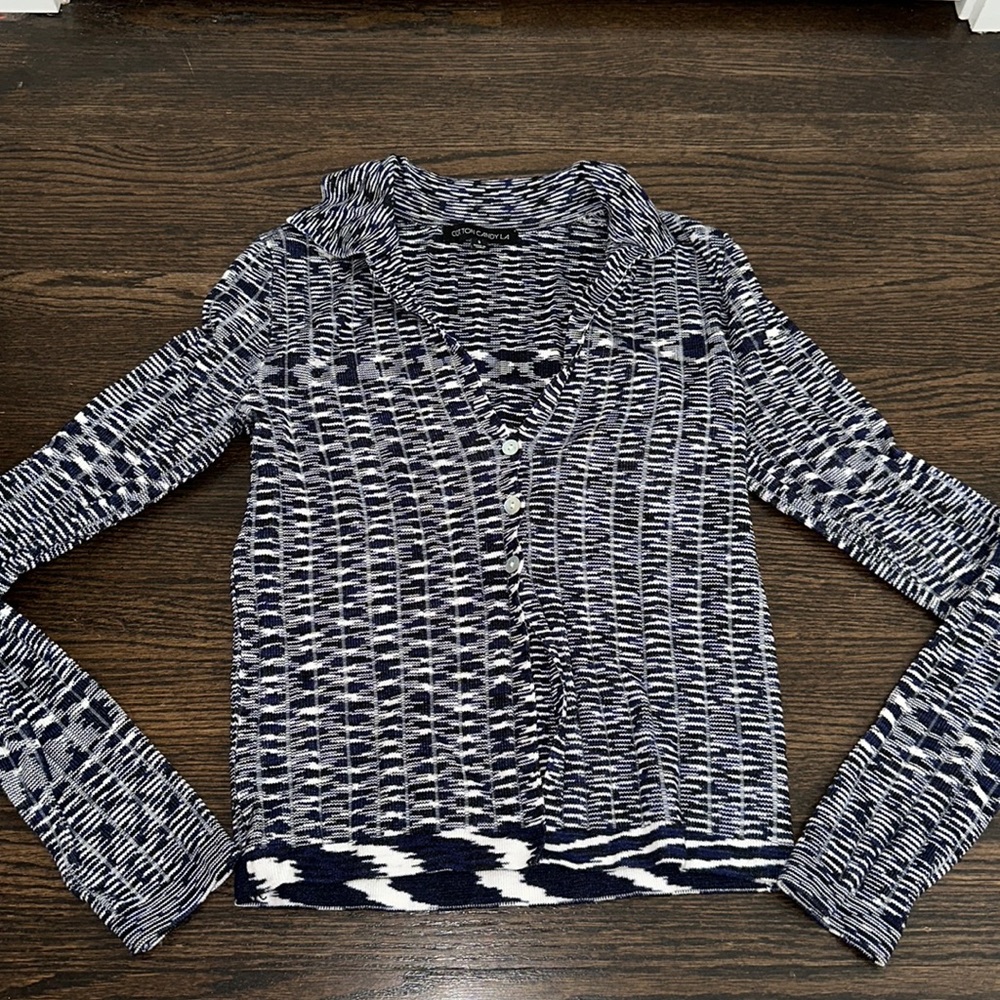 Cotton Candy LA Patterned Button-Up Sweater